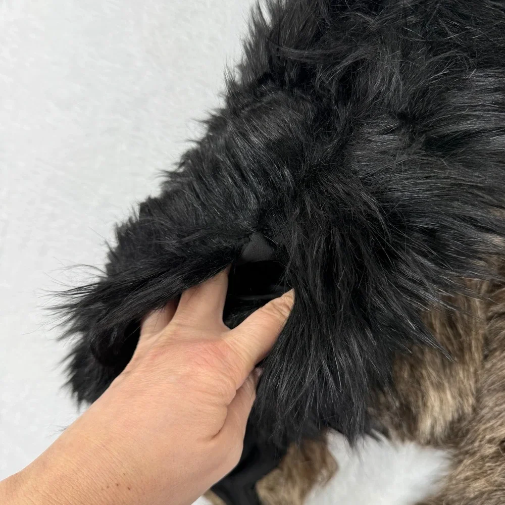 Free People Faux Fur Vest Black‎ Brown Multi Color Size 6 NWOT - Picture 8 of 10